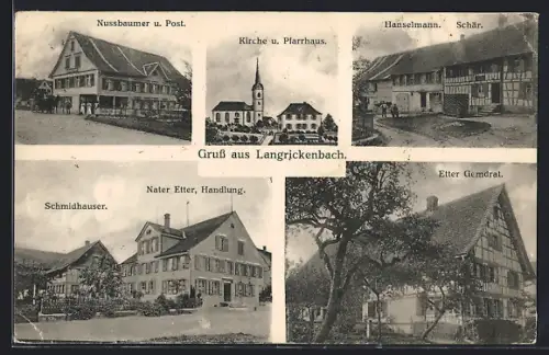 AK Langrickenbach, Gasthaus Nussbaumer und Post, Hanselmann, Etter Gemdral, Handlung Nater Etter