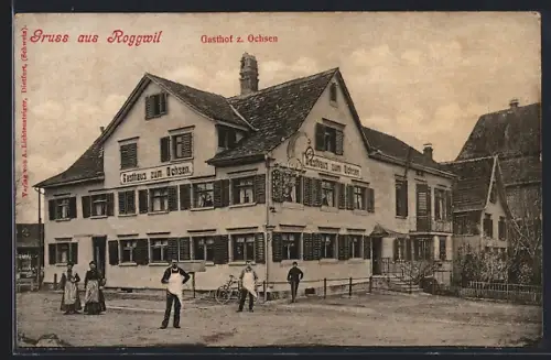 AK Roggwil /TG, Gasthof zum Ochsen mit Angestellten
