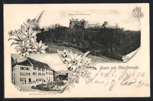 AK Ober-Dornach, Restaurant zum Schwert und Schloss Ober-Dornach