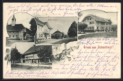 AK Schnottwil, Hotel Krone, Käserei und Ortspartie