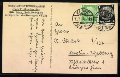 AK Karwe, Restaurant und Wassersportheim Seehof, Anleger