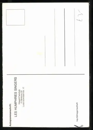 AK Musiker Les Humphries im Porträt mit Autograph