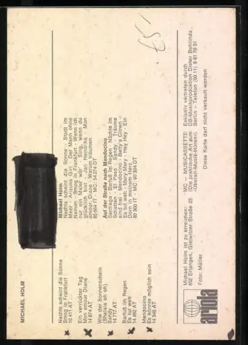 AK Musiker Michael Holm mit Halstuch und buntem Hemd, Autograph