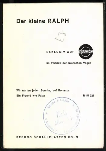 AK Musiker Der kleine Ralph lächelnd im Porträt, Autograph