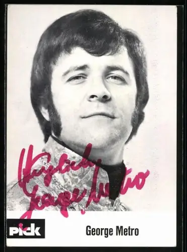AK Musiker George Metro in gemustertem Hemd, Autograph