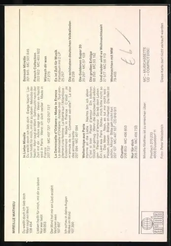 AK Musikerin Mireille Mathieu in rotem Kleid, Autograph