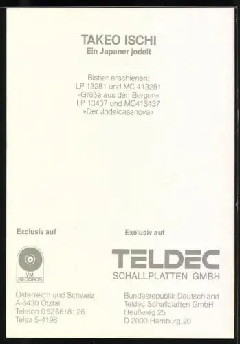 AK Musiker Takeo Ischi in Tracht, Autograph