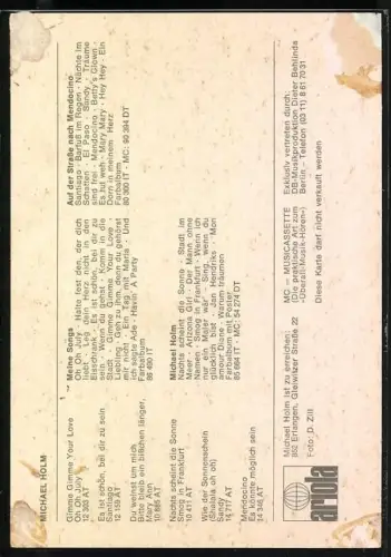 AK Musiker Michael Holm im Porträt mit Autograph