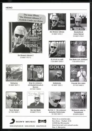 AK Musiker Heino vor einem Kirchenfenster, Autograph