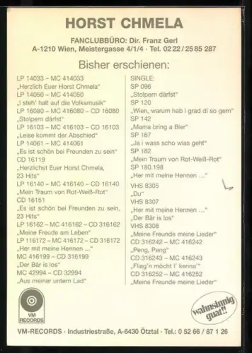 AK Musiker Horst Chmela mit Mütze, Autograph