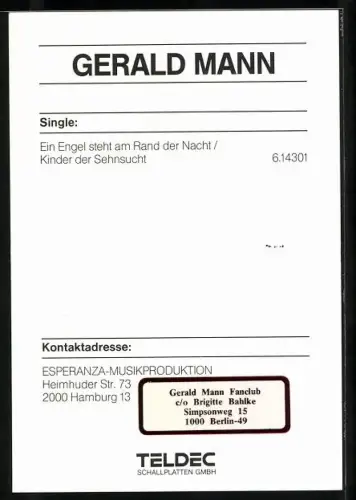 AK Musiker Gerald Mann in Jeans-Hemd, Autograph