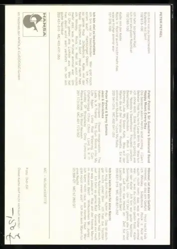 AK Musiker Peter Petrel im Porträt mit Autograph