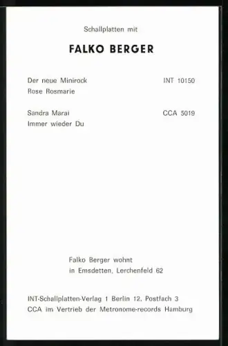 AK Musiker Falko Berger im Porträt mit Autograph