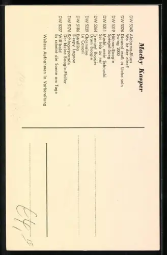 AK Musiker Macky Kasper im Anzug mit Autograph