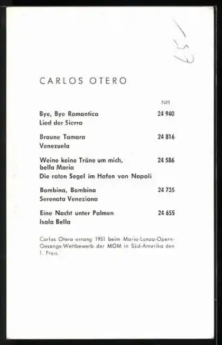 AK Musiker Carlos Otero im Anzug mit Autograph