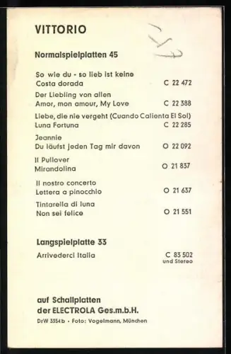 AK Autograph Vittorio im Porträt mit Autograph