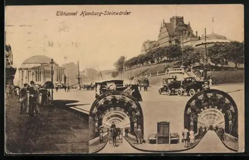 AK Hamburg-Steinwärder, Elbtunnel, Blick in den Tunnel