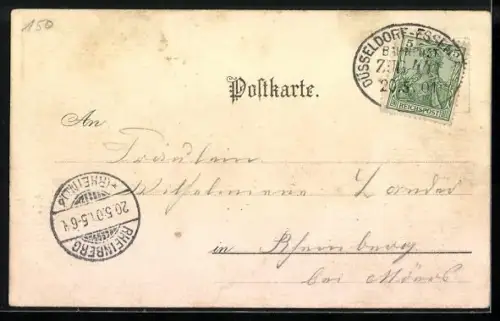 Künstler-AK Karl Heinisch: Essen, Kaiser Wilhelm-Denkmal, Stadtpanorama