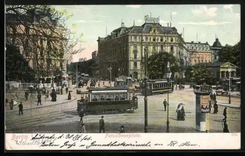 AK Berlin-Tiergarten, Strassenbahnen am Potsdamer Platz