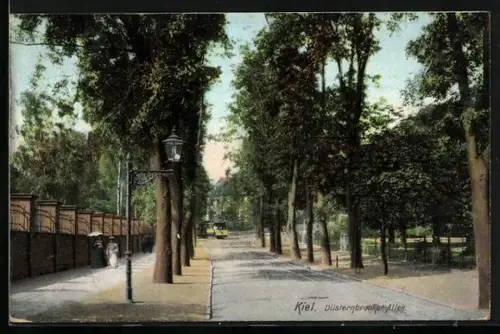 AK Kiel, Strassenbahn auf der Düsternbrooker Allee