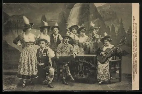 AK Oberbayr. Alpensänger, Schrammel- u. Tänzer-Truppe, Widerhall, Dir. Lipinck-Dietenhofer, Gitarre