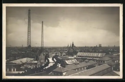 AK München, Deutsche-Verkehrs-Ausstellung 1925, Panoramablick vom Leuchtturm