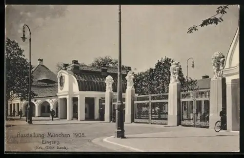 AK München, Ausstellung 1908, Eingang zum Ausstellungspark