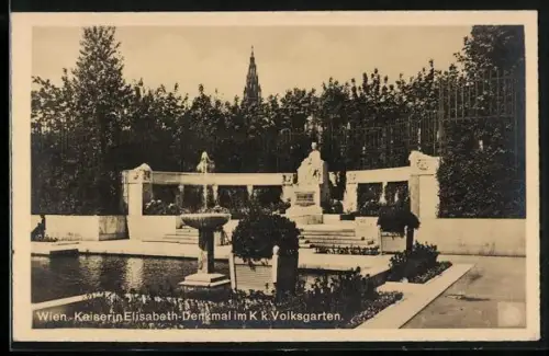 AK Wien, Denkmal der Kaiserin Elisabeth (Sissi) von Österreich im k.k. Volksgarten