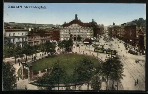 AK Berlin, Alexanderplatz mit Strassenbahnen