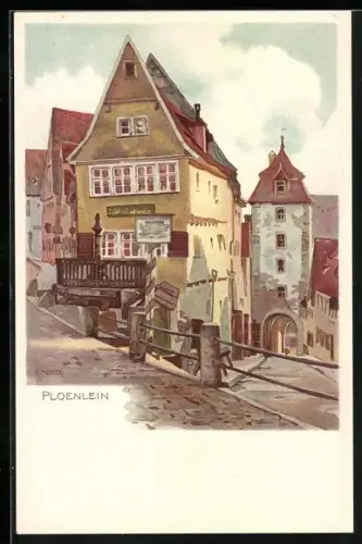 Künstler-AK Karl Mutter: Rothenburg / Tauber, Partie am Plönlein