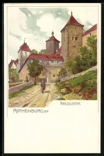 Künstler-AK Karl Mutter: Rothenburg / Tauber, Am Kobolzellerthor