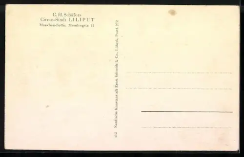 AK C. H. Schäfers Circus-Stadt Lilliput, Gruppenfoto mit einem Pony