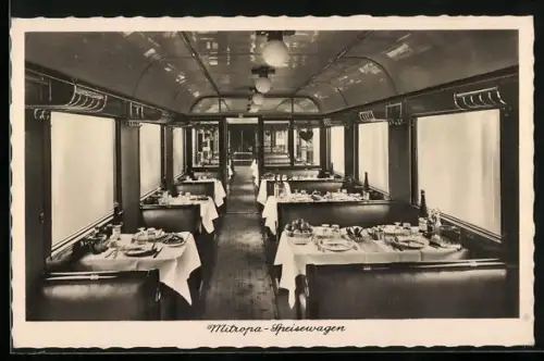 AK Mitropa-Speisewagen von innen gesehen