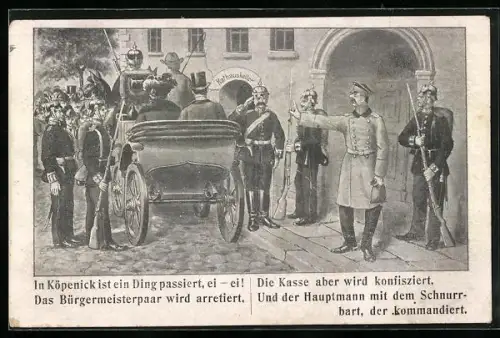 Künstler-AK Hauptmann von Köpenick - Szene vor dem Rathauskeller