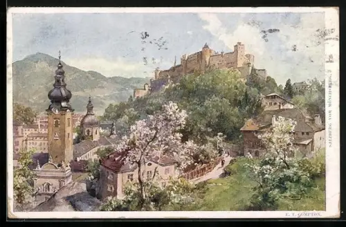 Künstler-AK Edward Theodore Compton: Salzburg vom Mönchsberg aus