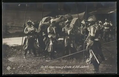 AK Wien, Kaiser- Jubiläums Huldigungs-Festzug, Gr. VII. Heereszug Ende d. XVI. Jahrh., Kanone