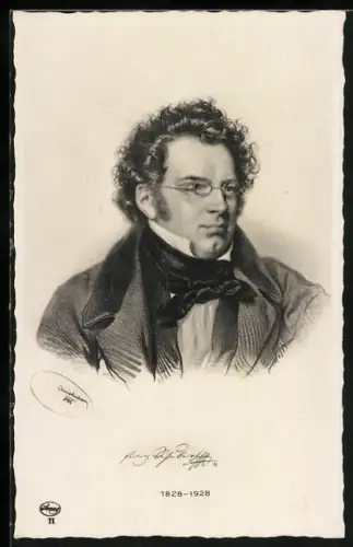 Künstler-AK Franz Schubert, Portrait des Komponisten aus seinem Leben