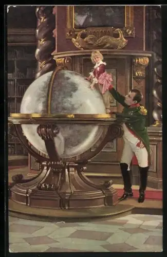Künstler-AK Das ist dein!, Napoleon mit seinem Sohn und Globus