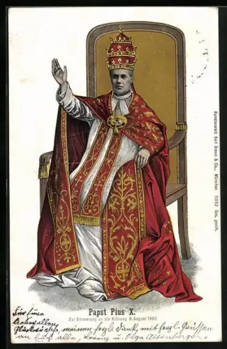 AK Papst Pius X. in Pluviale mit Taira