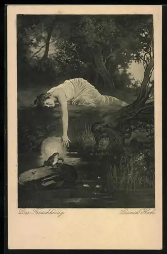 AK Prinzessin versucht, ihre Kugel zu erreichen und findet den Froschkönig