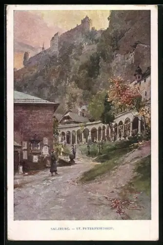 Künstler-AK Edward Theodore Compton: Salzburg-St.Peterfriedhof