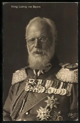 AK König Ludwig III. von Bayern in Uniform mit Orden