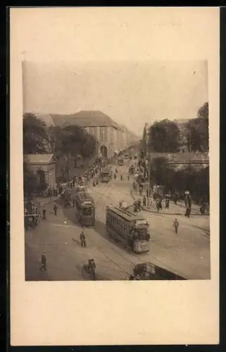 AK Berlin, Potsdamer Platz mit Strassenbahn