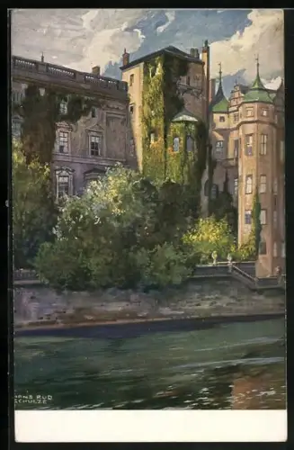 Künstler-AK Hans Rudolf Schulze: Berlin, Schloss von der Spree gesehen