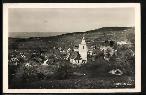 AK Hedingen a. A., Blick zur Kirche im Ort
