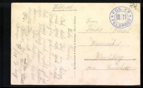 AK Hedingen a. A., Blick zur Kirche im Ort