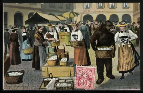 AK Bern, Bär auf dem Eiermarkt