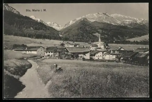 AK Sta. Maria, Ortsansicht mit Kirche