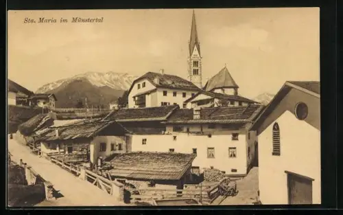 AK Sta. Maria im Münstertal, Ortspartie mit Blick zur Kirche