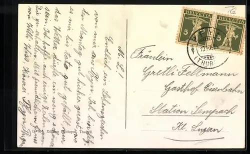 AK Pfyn, Ortsansicht aus der Vogelschau, mit Turmgebäude